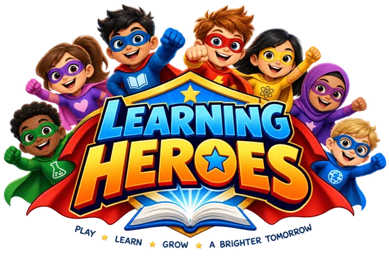 Learning Heroes with seven children dressed as superheroes
